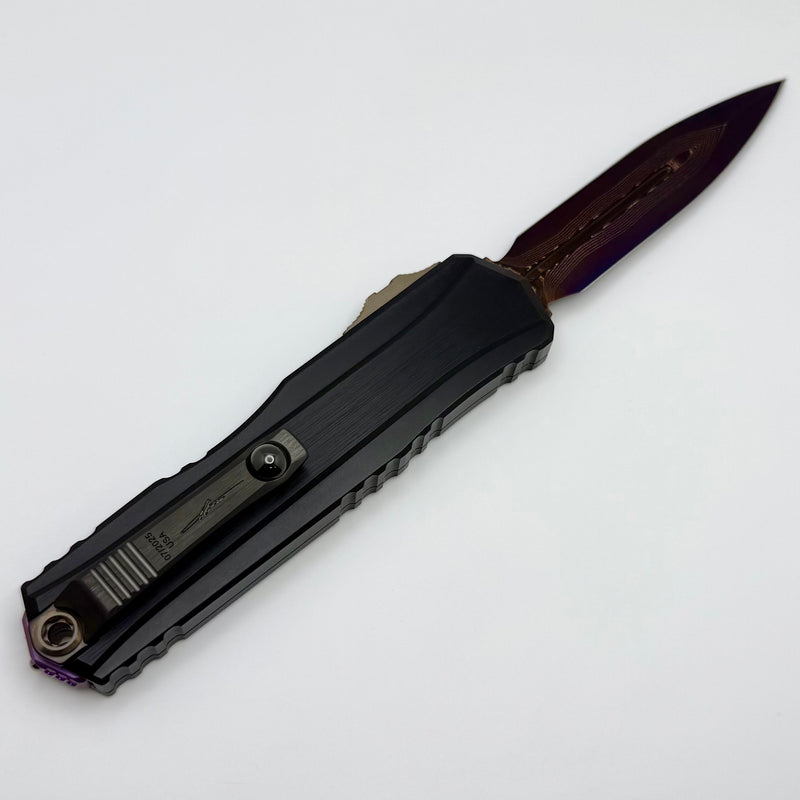 Microtech Marfione Select Cypher II Black Handle w/ Purple/Bronze Accents & D/E Blued Baker Forge Copper-Mai 1242-16MS5
