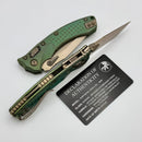 Microtech Amphibian Mini RAM LOK Antique Green Titanium Frag & Bronze M390MK w/ Bronze Accents 137MRL-13FRMS1