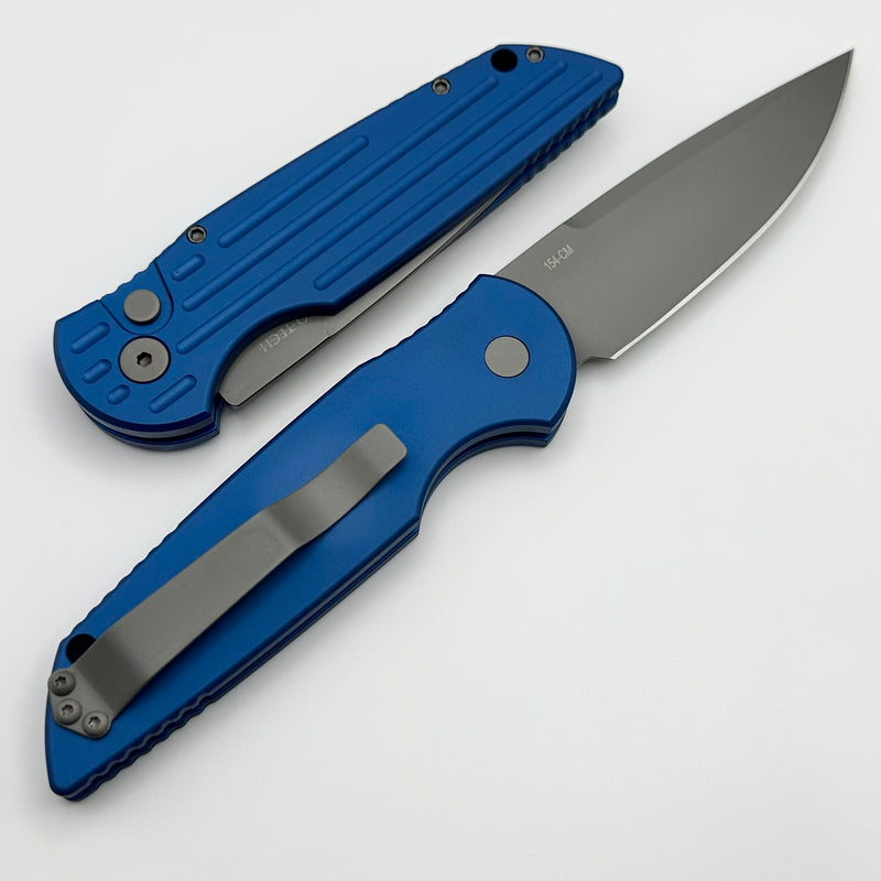 Pro-Tech TR-3 Dark Blue Grooved Handle & Blasted 154-CM Blade TR-3 BLUE