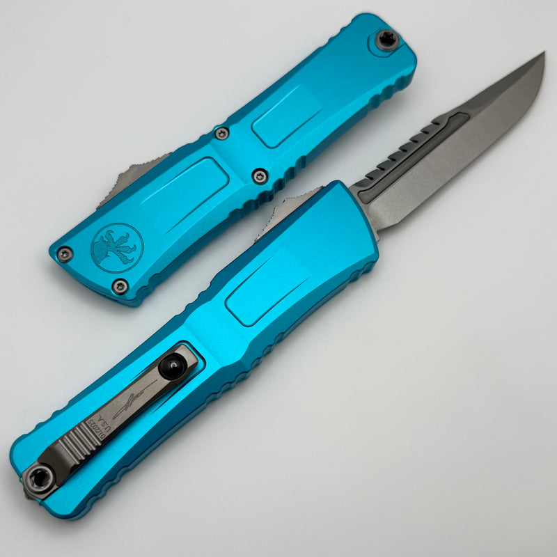 Microtech Knives Combat Troodon Gen III Stonewash Interceptor w/ Turquoise Handle Signature Series 1217-10TQS