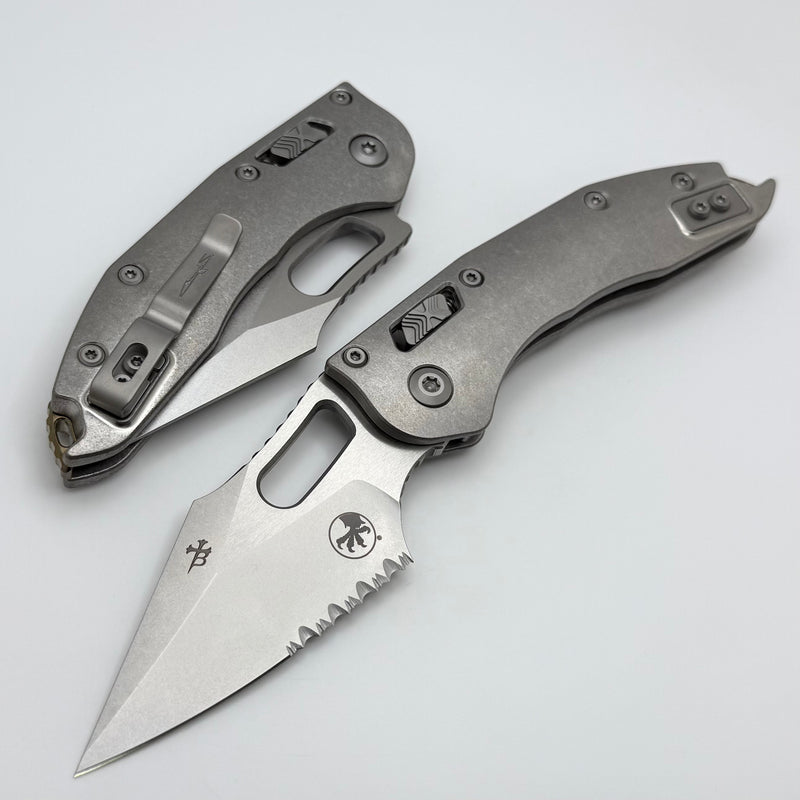 Microtech Marfione Select Manual Stitch RAM LOK Titanium Handles & Part Serrated Stonewash M390MK w/ Double Vapor Blast & Bronze Accents 169RL-11MS1