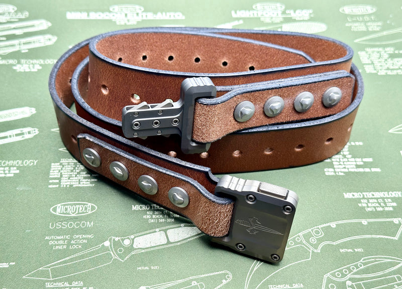 Marfione Customs APIS Mens Brown Water Buffalo Leather Belt w/ Bronzed Titanium Hardware