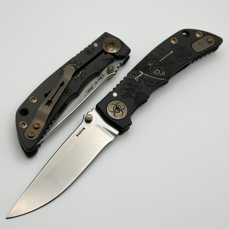 Spartan Blades Harsey Folder 3.25 Black/Gold Plague Doctor w/ S45VN