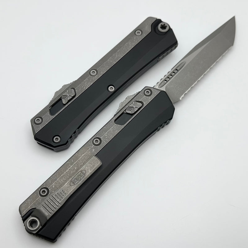 Microtech Glykon Apocalyptic Standard Tanto Full Serrated w/ Bead Blast Overlay 185-12AP