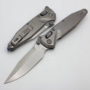 Marfione Select Microtech Socom Ram-Lok Titanium Slab Side Handles w/ Blue Accents & Spear Point Stonewash M390MK 160RLS-10SMS3