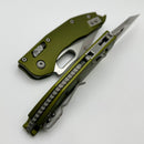 Microtech Knives Manual Stitch RAM LOK Fluted OD Green Aluminum & Partial Serrated M390MK Apocalyptic Standard 169RL-11APFLOD