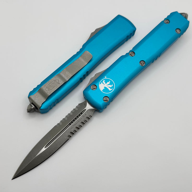 Microtech Ultratech Double Edge Apocalyptic Partial Serrated & Turquoise 122-11APTQ