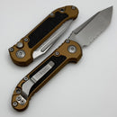 Microtech Knives LUDT Gen III Stonewash Partial Serrated Tanto w/ Tan Handle 1136-11TA