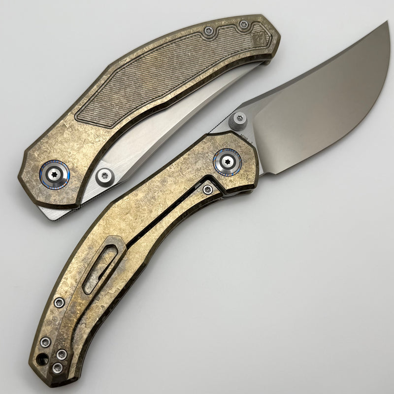 Custom Knife Factory Blava Milled Bronze Crystal Titanium & CKF Wash M398