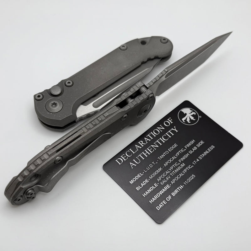 Microtech Knives LUDT Gen III Apocalyptic Tanto Slab Side Titanium Handles 1136-10APMS1