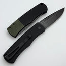 Pro-Tech Whiskers Black Handle w/ Textured Green Bolster Release & DLC Wash 154CM BR-1.7 LTD-Green DLCW