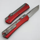 Microtech Glykon Stonewash Tanto Full Serrated w/ Bead Blast Overlay & Red Handle 185-12RD
