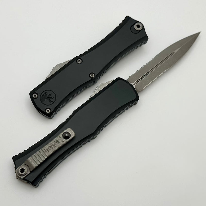 Microtech Knives Mini Hera Apocalyptic Partial Serrated Double Edge M390MK w/ Black Handle 1702M-11AP