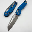 Microtech Knives MSI RAM LOK Cerakote Blue Polymer & Apocalyptic Partial Serrated M390MK 210T-11APPMCBL