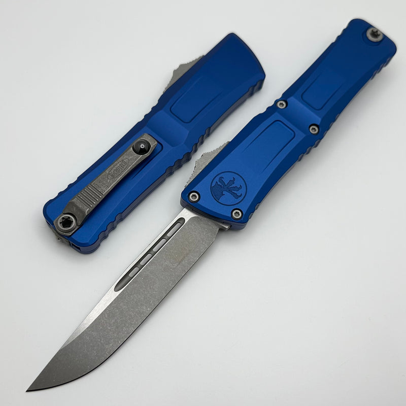 Microtech Knives Combat Troodon Gen III Apocalyptic Single Edge w/ Navy Blue Handle 1143-10APNA