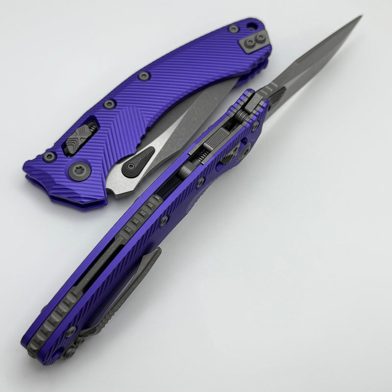 Microtech Amphibian RAM LOK Purple Fluted Aluminum & Apocalyptic M390MK 137RL-10APFLPU