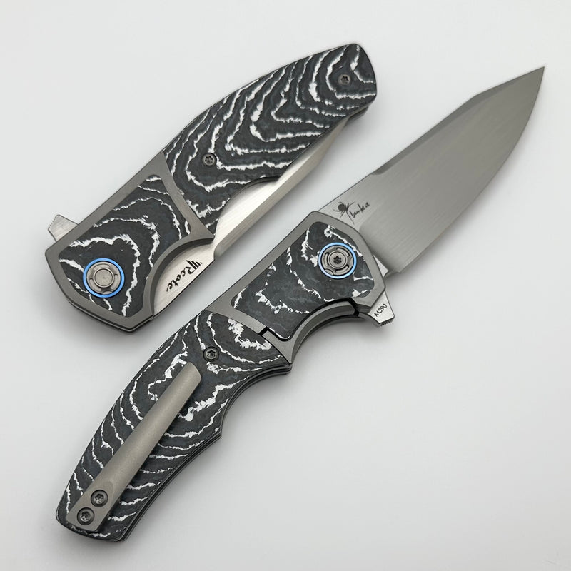 Reate Knives Mini Crossroads w/ Crosscut White Storm Carbon Fiber Inlays & Satin M390