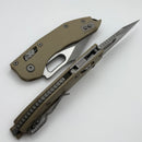 Microtech Knives Manual Stitch RAM LOK Fluted Tan G-10 Handles & Apocalyptic Full Serrated M390MK 169RL-12APFLGTTA