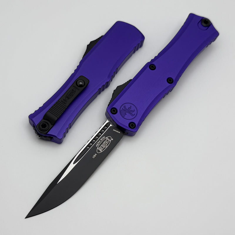 Microtech Knives Mini Hera Black S/E M390MK w/ Purple Handle 1703M-1PU