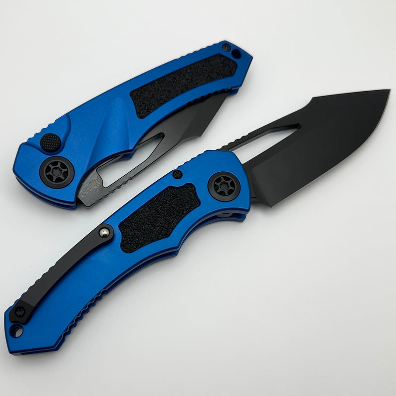 Heretic Knives Pariah M/A Button Lock Blue Aluminum Handles w/ DLC MagnaCut H046-6A-BLU