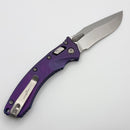 Microtech Amphibian Mini RAM LOK Stonewash Titanium Galactic Purple Fluted & Stonewash M390MK w/ Blue Accents 137MRL-10FLMS16