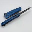 Pro-Tech Malibu Battleworn Blue Aluminum “Dragon Scale” Handle & DLC MagnaCut Reverse Tanto 5436-BW Blue LTD