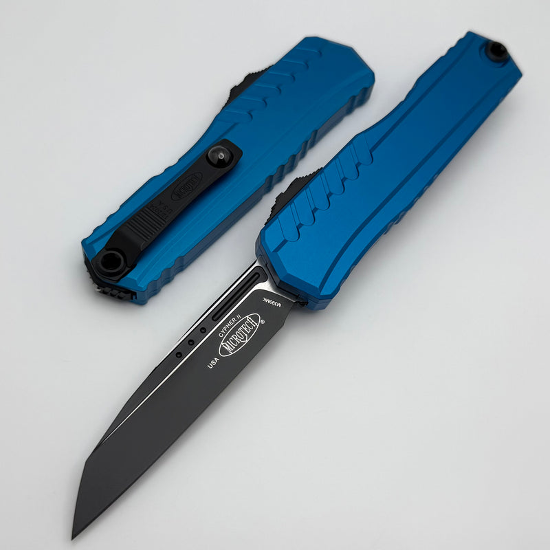 Microtech Cypher II Black S/E & Blue Handle 1241-1BL