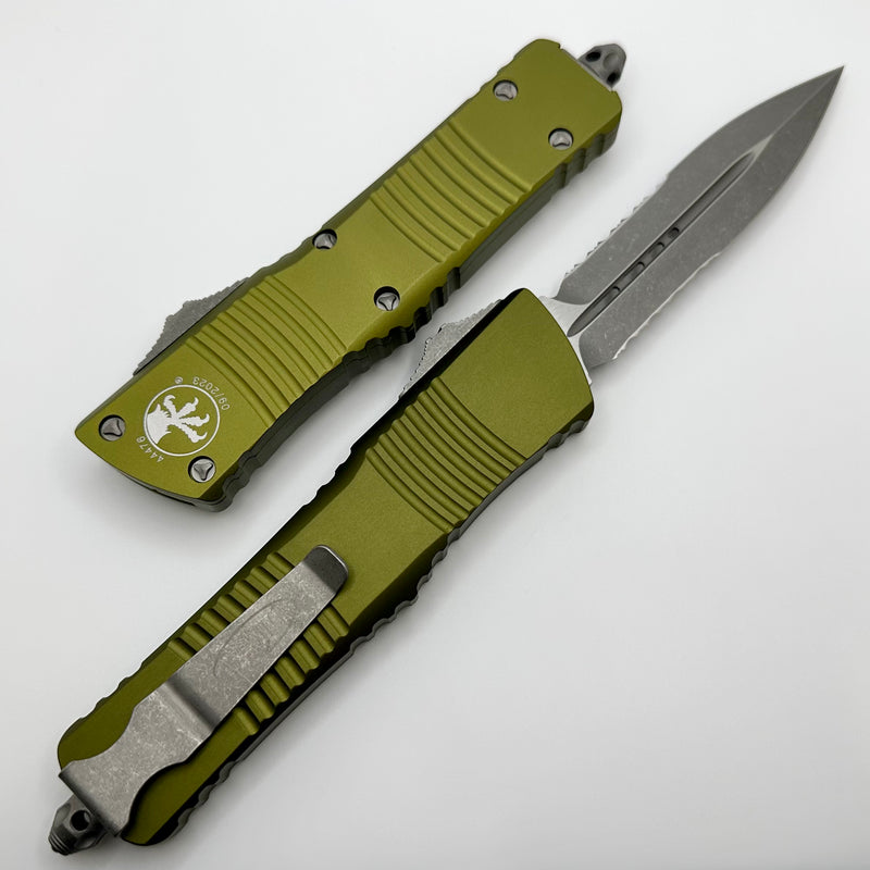Microtech Combat Troodon Double Edge Partial Serrated Apocalyptic & OD Green 142-11APOD