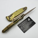 Microtech Socom Ram-Lok w/ Antique Gold Titanium Frag Handles & Bronze S/E M390MK 160RL-13FRMS2