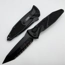 Microtech Socom Elite Blackout Tanto Edge Full Serrated Auto Black Tactical Standard 161A-3T-X4