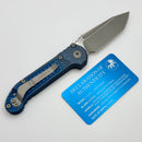 Microtech Marfione Select LUDT Gen III Antique Blue Frag Titanium Handles w/ Blue Accents & Apocalyptic Tanto 1136-10APFRMS2