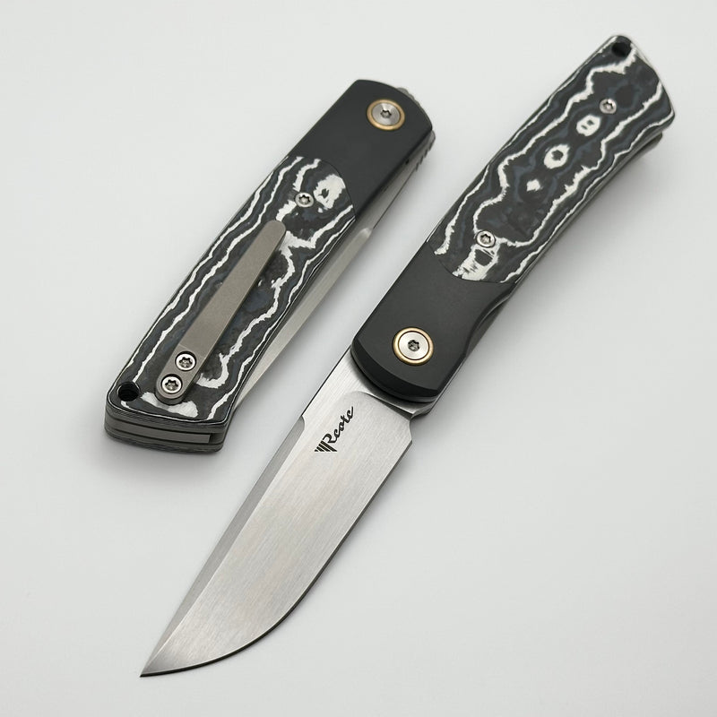 Reate Knives Tribute w/ Zirconium Bolsters & White Storm Fat Carbon w/ Hand Satin M390