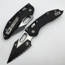 Microtech Knives Manual Stitch RAM LOK Fluted Black G-10 & Full Serrated Two Tone Black M390MK 169RL-3FLGTBK