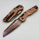 Microtech Marfione Select MSI RAM LOK Copper Frag Handles w/ Purple Accents & Blued Baker Forge Coppermai Damascus 210-16FRMS3