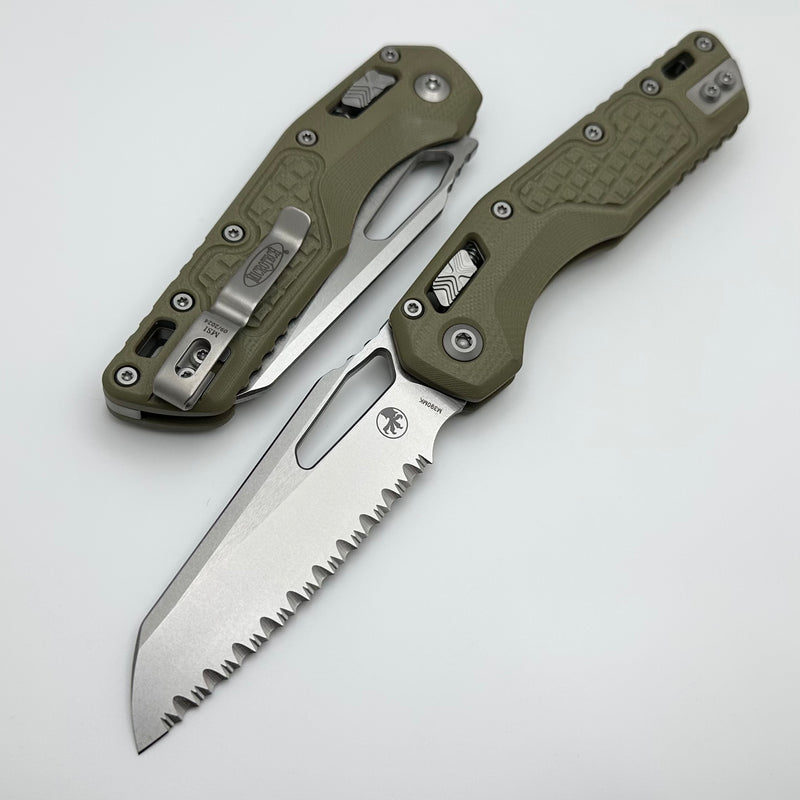 Microtech Knives MSI RAM LOK OD Green Frag G-10 & Full Serrated Stonewash M390MK 210-12FRGTOD