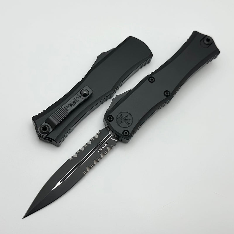 Microtech Knives Mini Hera Black Tactical Partial Serrated D/E M390MK 1702M-2T