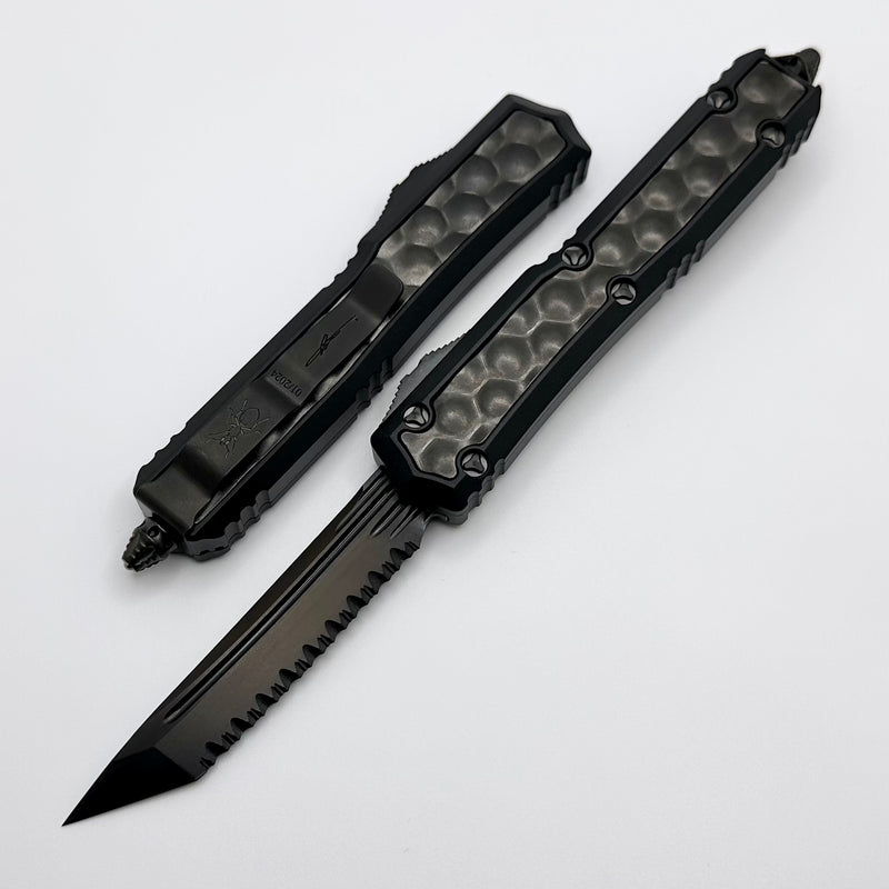 Microtech Makora Shadow DLC Tanto Full Serrated w/ DLC Hardware Nickel Boron Internals & DLC Bubble Inlays 207-3DLCTBISH