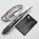 Marfione Select Manual M-Stitch RAM LOK Slab Side Titanium Handles w/ Blue Accents & Stonewash M390MK 169MRL-10MS2