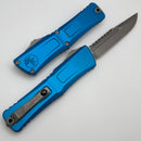 Microtech Knives Combat Troodon Gen III Apocalyptic Interceptor w/ Blue Handle Signature Series 1217-10APBLS