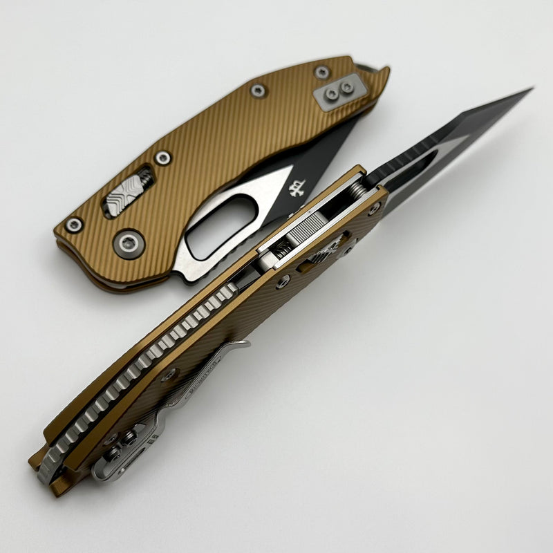 Microtech Knives Manual Stitch RAM LOK Fluted Aluminum Tan Standard & Black M390MK 169RL-1FLTA