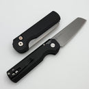 Pro-Tech Slimfoot Auto Black Aluminum Handle w/ Mosaic Pin Button & Stonewash MagnaCut
