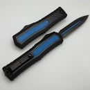 Marfione Custom Atreus w/ DLC Cracked Ice D/E M390MK & Black Aluminum Handle w/ Carbon Fiber & Blue Titanium Inlay Accents