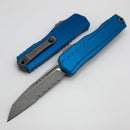 Microtech Cypher II S/E Partial Serrated Apocalyptic w/ Blue Handle 1241-11APBL