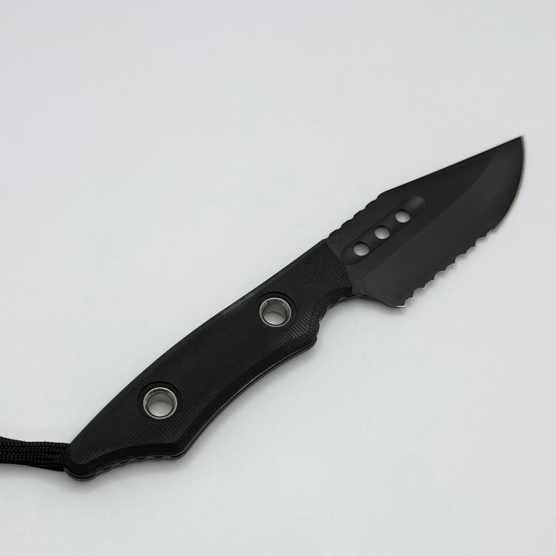 Heretic Kobold Black G-10 Handles w/ Serrated DLC Bowie MagnaCut Fixed Blade H065-6B-BLK/G10