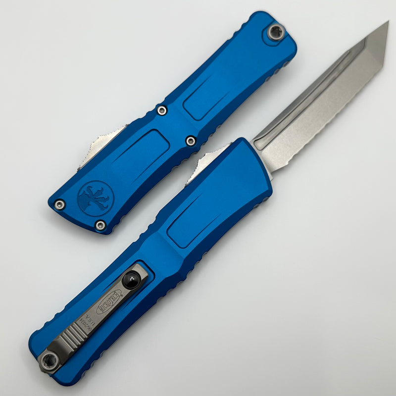 Microtech Knives Combat Troodon Gen III Stonewash F/S Tanto w/ Blue Handle 1144-12BL