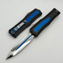 Marfione Custom Atreus w/ Mirror Polish D/E M390MK & Black Aluminum Handle w/ Carbon Fiber & Blue Titanium Accents