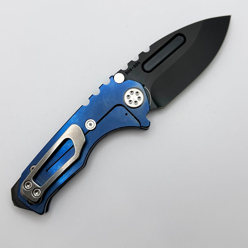 Medford Micro Praetorian T w/ PVD S35 Drop Point & Tumbled Blue Handles