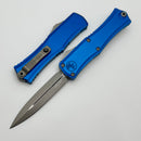 Microtech Knives Mini Hera Apocalyptic Double Edge M390MK w/ Blue Handle 1702M-10APBL