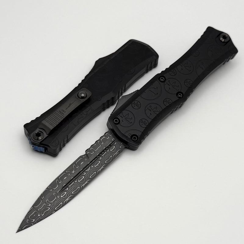 Microtech Knives Marfione Select Hera II Mini Vegas Forge Damascus Bayonet w/ Black Claw Burst Deep Engraved Handle Signature Series 1701M-16MS1