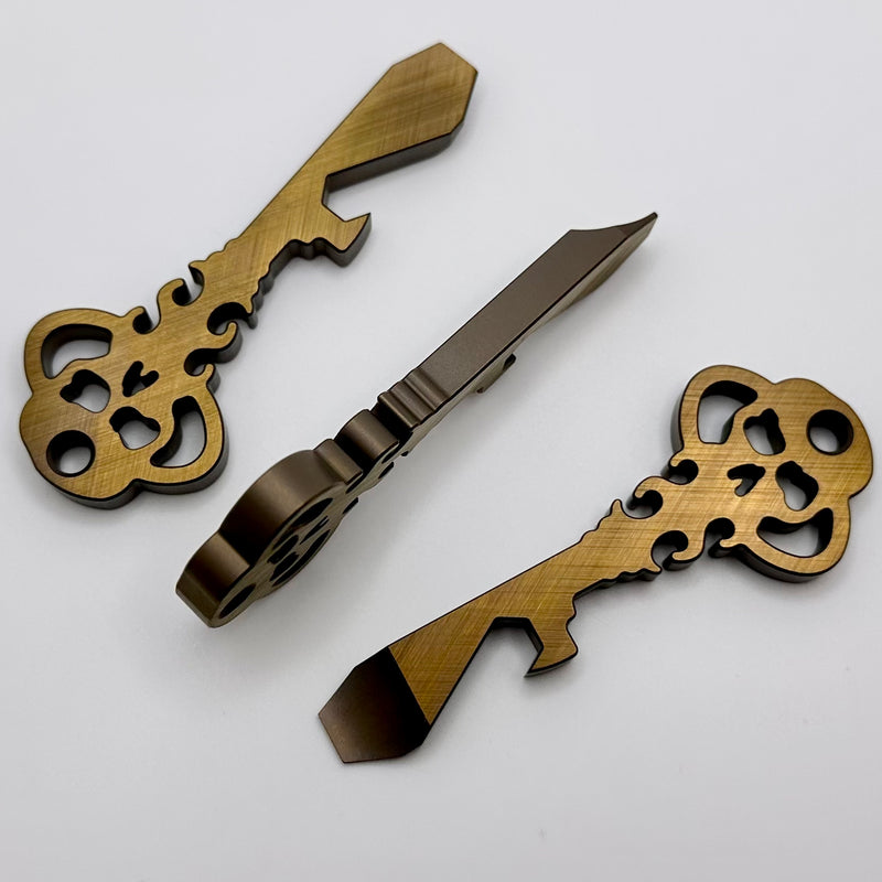 Chaves Knives Ultramar Key Pry Bar Bronze Anodized Crosshatch Titanium KEY/TL/BTI/CH